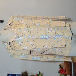 VINTAGE Polyester Stretchy Patterned Button up W matching scarf 16